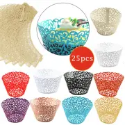 25 Pack Cupcake Wrappers Vine Lace Muffin Holder Cases Birthday Xmas Decoration
