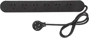 HPM 6 Outlet Surge Protected Powerboard Black
