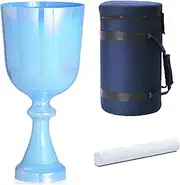 432Hz Sound Healing Grail Chalice Crystal Singing Bowl with Carrying Case & Suede Mallet, Handhold Chakra Sound Bowl for Meditation, Blue Color(G Note,7 inch)