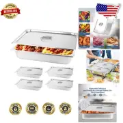 Heavy-Duty 4" Deep Stainless Steel Food Pans - Anti-Jam, 4 Pack for Buffets