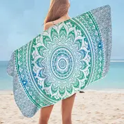 Turquoise Teal Blue Mandala Microfiber Beach Towel