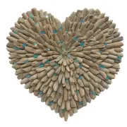 Boho Coastal Driftwood Upcycle beach glass Heart Wall Hanging Home Decor