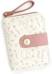 [SSyang] Cute Cat Purses, Women's Small Card Wallet, Cute Wallet, PU Leather Small Purse, Women's Purse, Small, Purse Children, with Zip Pocket, for Girls, Green/Brown, 1, Fashion