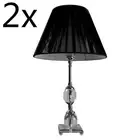 2xCrystal Chandelier Bedside Cafe Table Lamp Faux Silk Thread Shade Black
