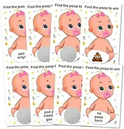 Baby Shower Girl Scratch Off Poop Game, Easy to Play Silly Games, Fun Idea, Ice Breaker Activity. Raffle Cards, Set of 40 Cards Made in USA