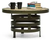 Vintage Spiral Iron and Wood Coffee Table