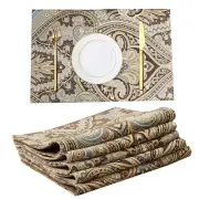 Luxury Retro placemats for Dinner Table Set of 6,Machine Washable Fabric Plac...