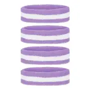 4 Pcs Sweatband Headbands Terry Cloth for Women Men Sports Light Purple White
