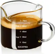 Espresso Cup with Handle, Double Spout Glass Measuring Cup with Dual Scale, Espr