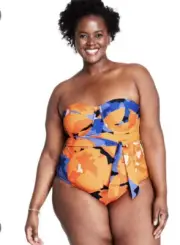 Tabitha Brown for Target Plus SIZE 20W One Piece Swimsuit Orange Floral Bandeau