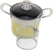 JECOMPRIS 1 Set Multifunctional Cast Iron Deep Fryer Pot with Lid Frying Cookware for Home Induction Cooker Compatible Easy Clean Safe Handling