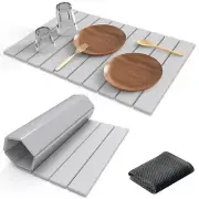 Stone Dish Drying Mat for Kitchen Counter,24"(L)×16"(W) Collapsible Fast-Dryi...