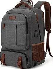 Tzowla Canvas Laptop Backpack,School Backpack for Men Women,Anti-Theft Travel Rucksack Fits 15.6 Inch Laptop, Bookbag with USB Charging Port
