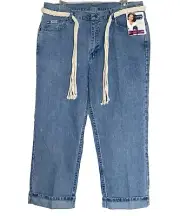 Rider By LEE 16M Misses Jeans NEW Braided Belt Capri Light Wash 16 XL Womens Mom