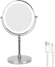 Rechargeable 8 Inch Lighted Makeup Mirror with 3 Color Lighting Modes Magnified