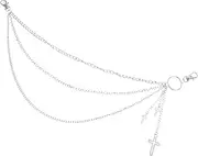 [FRCOLOR] Cross Waist Body Chain for Men Women Punk Multi Layered Trouser Chain Silver Metal Distinctive Fashion Accessory for Jeans and Outfits