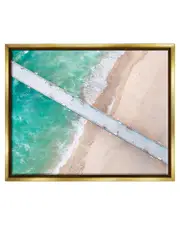 Aerial Ocean Beach Bridge Framed Floater Canvas Wall Art by Jeff Poe