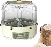 Rice Storage Container - Large Round Bean Container | Sturdy And Washable 360° Rotating Candy Dispenser, 6 Grids Grain Storage Box For Cabinet Closet