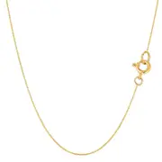14k Yellow Solid Gold Mirror Box Chain Necklace, 0.45mm