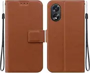 Compatible with Oppo A17 4G Flip Kickstand case Cover,Compatible with Oppo A17k 4G Magnetic Wallet Case Brown