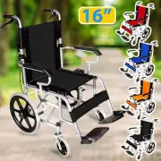 16inch Foldable Wheelchair Lightweight Armrest Free Flip Elderly Park Wheelchair