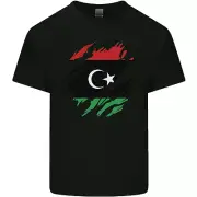 Torn Libya Flag Libyan Day Football Kids T-Shirt Childrens