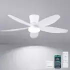 42" Ceiling Fans with Lights-Low Profile Ceiling Fan with Light and Remote/App C