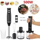 500W Electric Stick Hand Blender 4 in 1 Handheld Mixer Vegetable Meat Egg Juicer