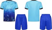[iEFiEL] Sports Uniform for Boys Jerseys Training Suits Football Tracksuits Soccer Teamswear Sets School PE Clothes Light Blue 16 Years
