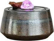 Tabletop Water Fountain Tabletop Water Fountain with Cow Sculpture Indoor Relaxation Water Fountains Feng Shui Waterfall Fountain for Home Living Room Office Decor Office Relaxation Meditation Fountai