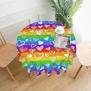 Rainbow Tablecloth Round Table Cloth 60 Inch Waterproof Party Table Covers for Picnic Kitchen Outdoor Purple