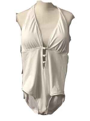 Lauren By Ralph Lauren Womens White Swimsuit One Piece Padded Bra Size 16 $100