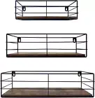 CRUGLA Floating Shelves Wall Mounted Set of 3, Hanging Storage Shelf Black