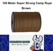 100m Brown 550lb Military 9 core Paracord Rope 4mm Outdoor Camping Rope