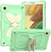 [Acphtab] Samsung Galaxy Tab A7 Lite Case with Shoulder Strap, Shockproof Protective Butterfly Foldable Stand Cover for Samsung Galaxy Tab A7 Lite 2021 8.7 Inch Tablet (SM-T225/T220) (Beige+Green)