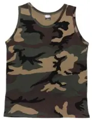 US Tank Top Army Woodland Camouflage Outdoor Leisure Muscle Shirt T-Shirt