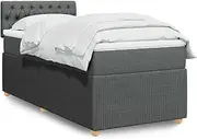 Generic Box Spring Bed with Mattress Light Grey King Single Fabric
