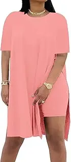 [AXOSY] Women Plus Size 2 Piece Outfits Short Sleeve Tunic Tops and Skinny Biker Shorts Sets Tracksuits