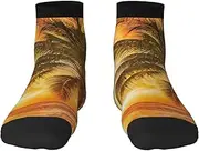 [JEJEA] Tropical Beach Palm Tree Sunset print Men's Athletic Cushioned Crew Socks Crew Training Athletic Socks Men and Women for Sports
