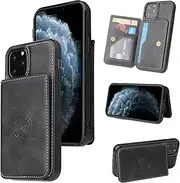 YocoverTech for iPhone 11 Pro Max Case,for iPhone 11 Pro Max Back Case,PU Leather Magnetic Back Shell Cover Case with Card Holders[6.5 inch]-Black