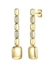 Rachel Glauber 14K Plated CZ Link Dangle Earrings