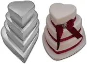 SET OF 4 TIER HEART SHAPE MULTILAYER BAKE PAN FOR BIRTHDAY/ANNIVERSARY CAKE TIN