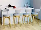 Upholstered 25” swivel counter height barstool set of 4 In Grey with backrest