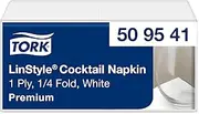 Tork LinStyle White Cocktail Napkin, 1/4 fold, Durable, 24 x 24cm, 14 x 100 Napkins, 509541