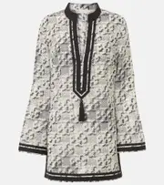 [Tory Burch] Tory Burch Printed silk and cotton tunic AU 16 black