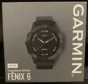 Garmin FENIX 6 Premium Multisport GPS Watch Sapphire Carbon Gray DLC-Black Band
