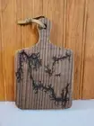 Fractal/Lichtenburg Burned Cutting Board~For Decor Only~Handmade~ Leather Hanger