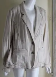 NWT J.Jill Sz 18 1x Fabulous Stone Herringbone Finely Woven Linen Cotton Jacket