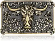 [Absbolo] Belt Buckle for Men Vintage Western Longhorn Belt Buckles Cowboy Rodeo Buckle for Men Women Bronze, Bronze Longhorn