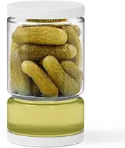 [ForTidy] Glass Pickle Jar with Strainer Flip for Pickle Lover - 45OZ Leakproof Airtight Juice Separator for Olive, Gherkin or Chilli, BPA Free, Dishwasher and Refrigerator Safe (White, 45 oz*1 pack)